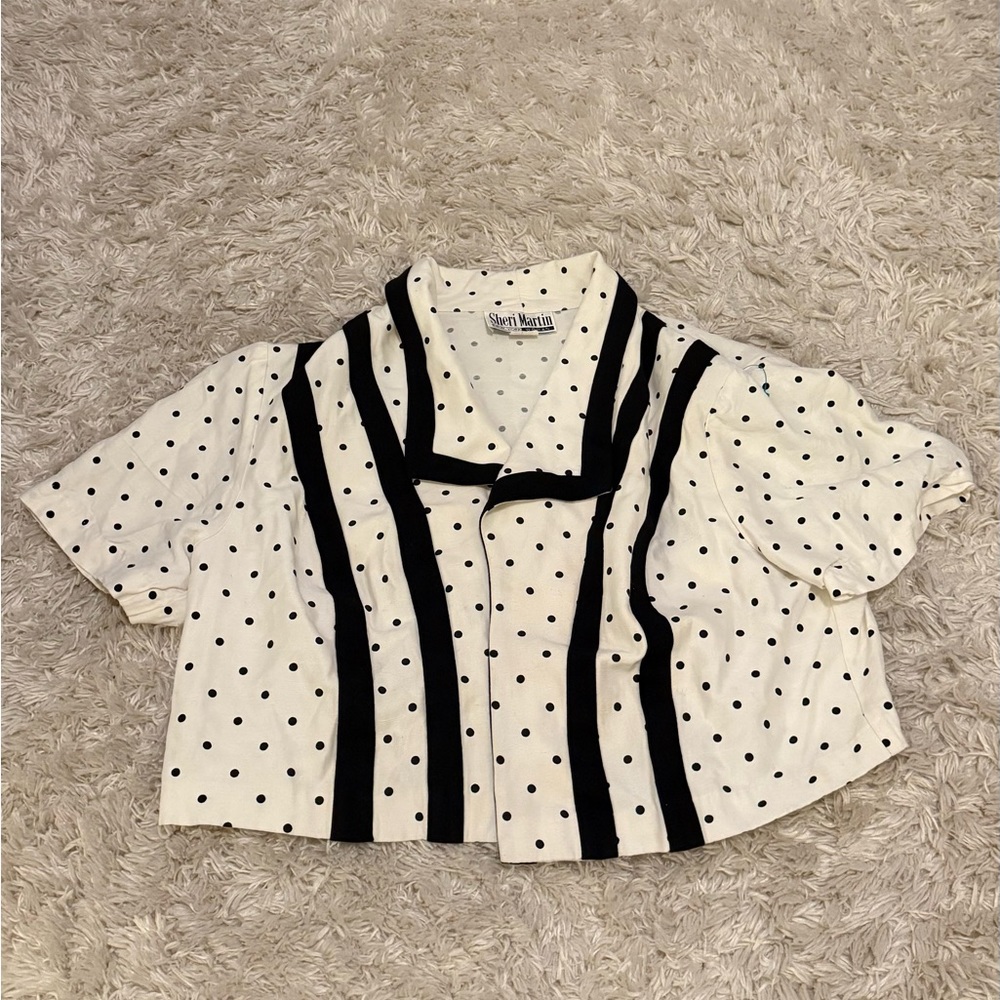 Women's Black and White Polka Dot Top